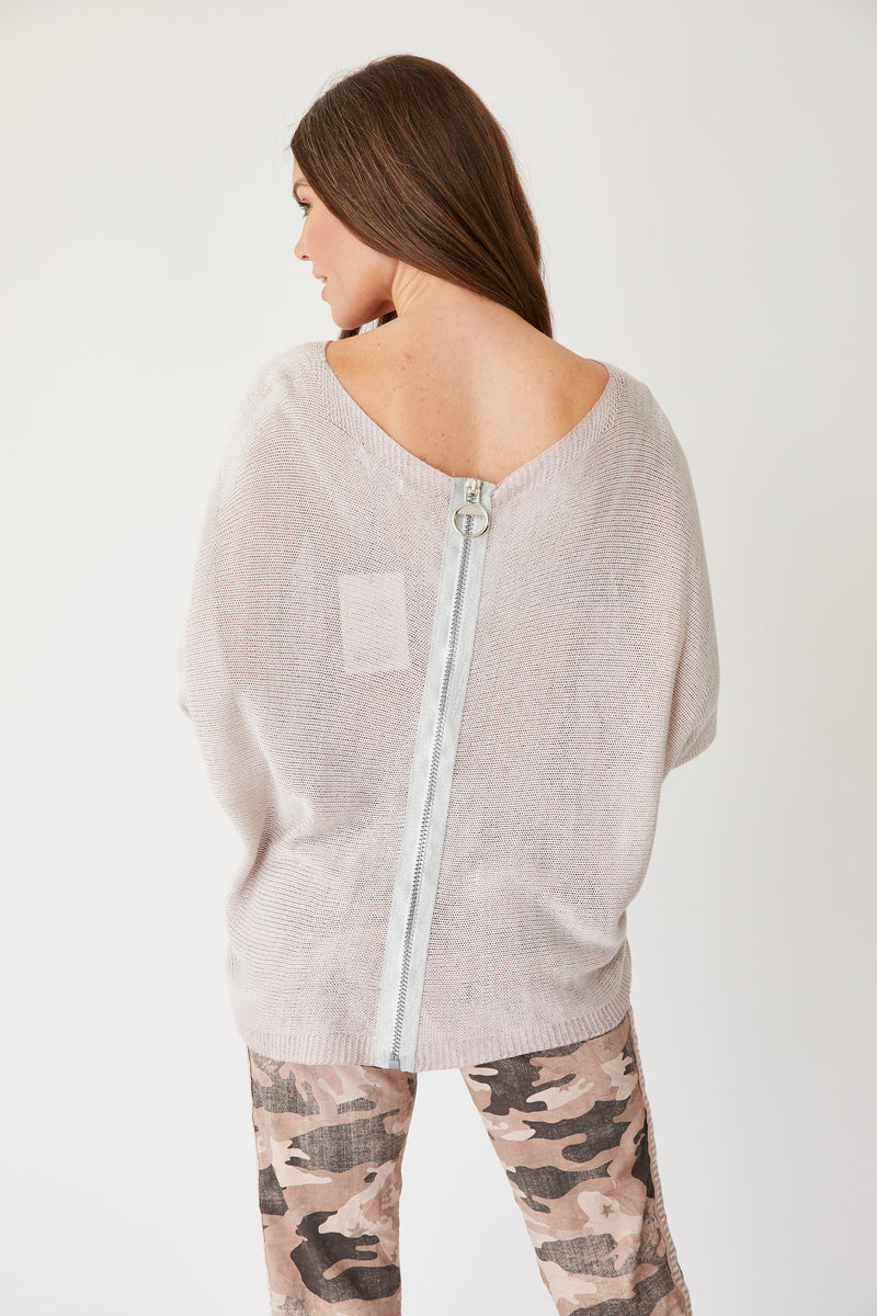 Zipper Back Sweater Jacqueline B Clothing