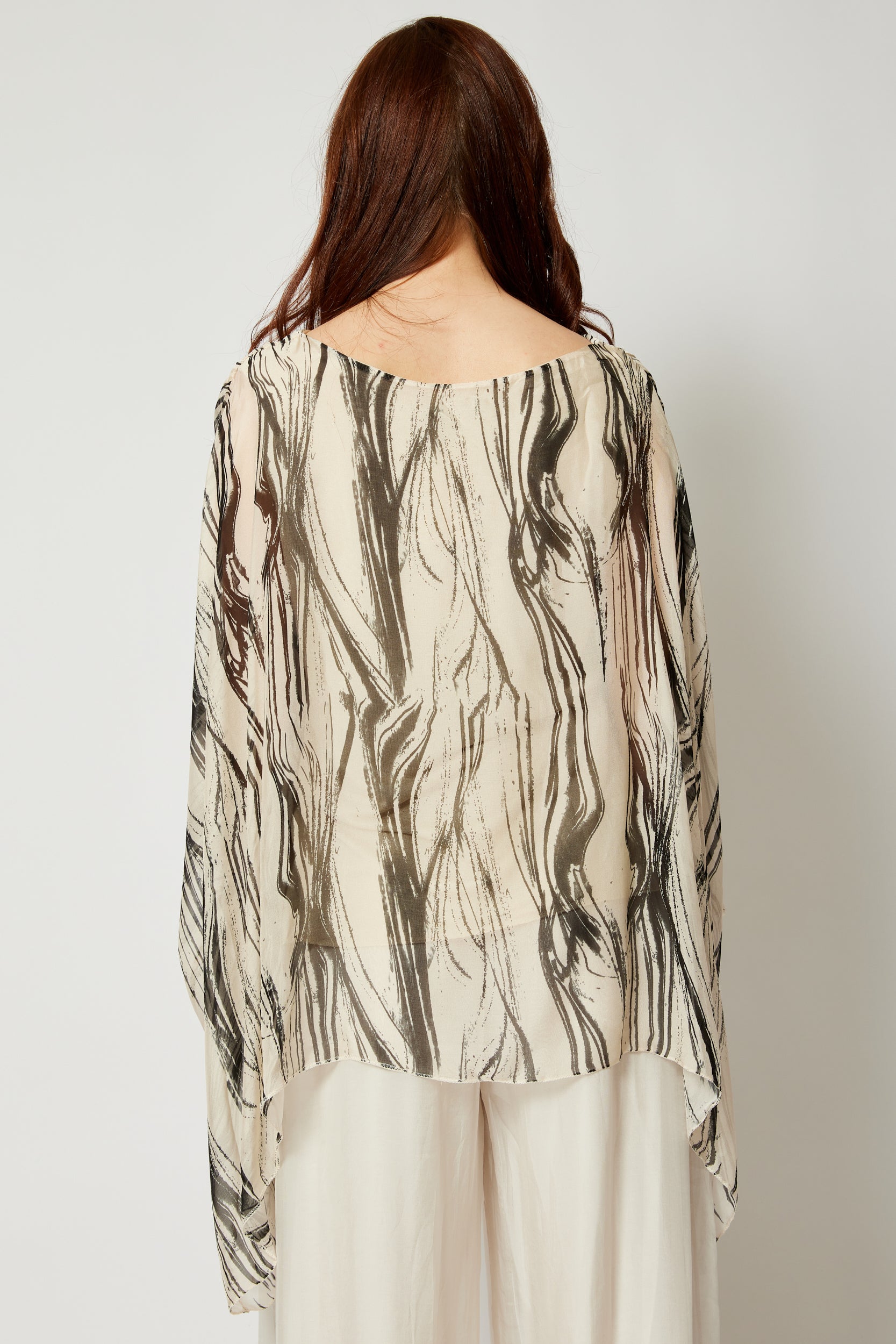 Italian Silk Brushstroke Pattern Flowing Top - Jacqueline B Clothing