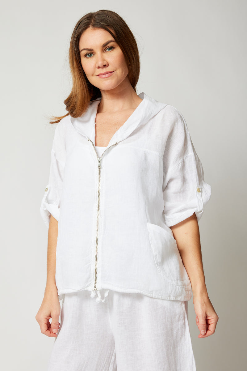 Zip Hoodie Linen Jacket Jacqueline B Clothing
