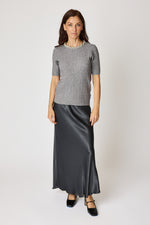 Multi Pearl Neckline Cashmere Mix Sweater Short Sleeve (2 Colors)