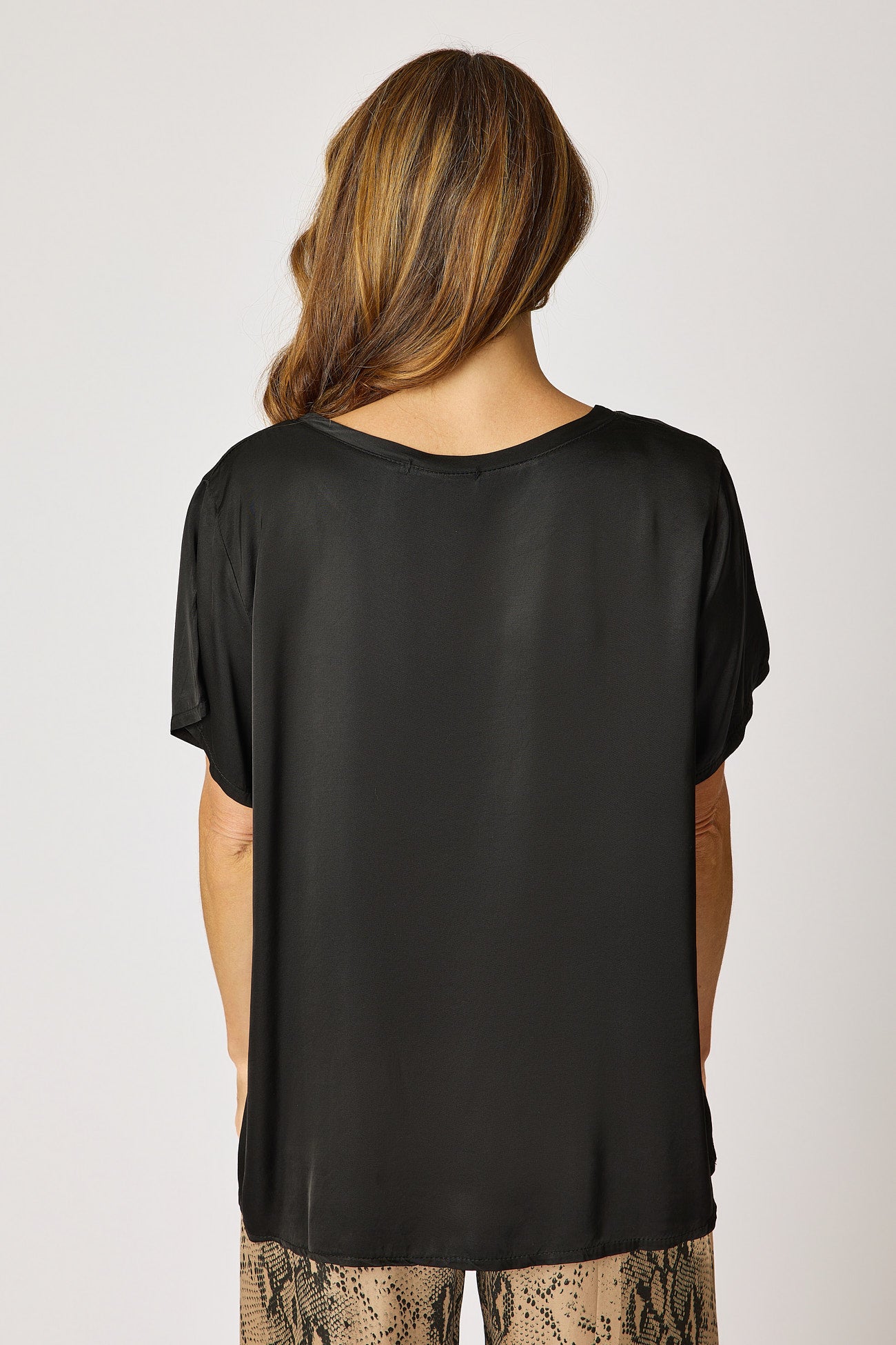 Crew Neck Satin Short Sleeve Blouse (6 Colors)