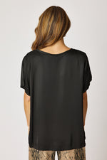 Crew Neck Satin Short Sleeve Blouse (6 Colors)
