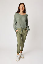 Italian Stretch Satin Trim Vintage Wash Pant (3 Colors)