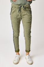 Italian Stretch Satin Trim Vintage Wash Pant (3 Colors)