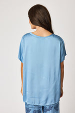 Crew Neck Satin Short Sleeve Blouse (6 Colors)