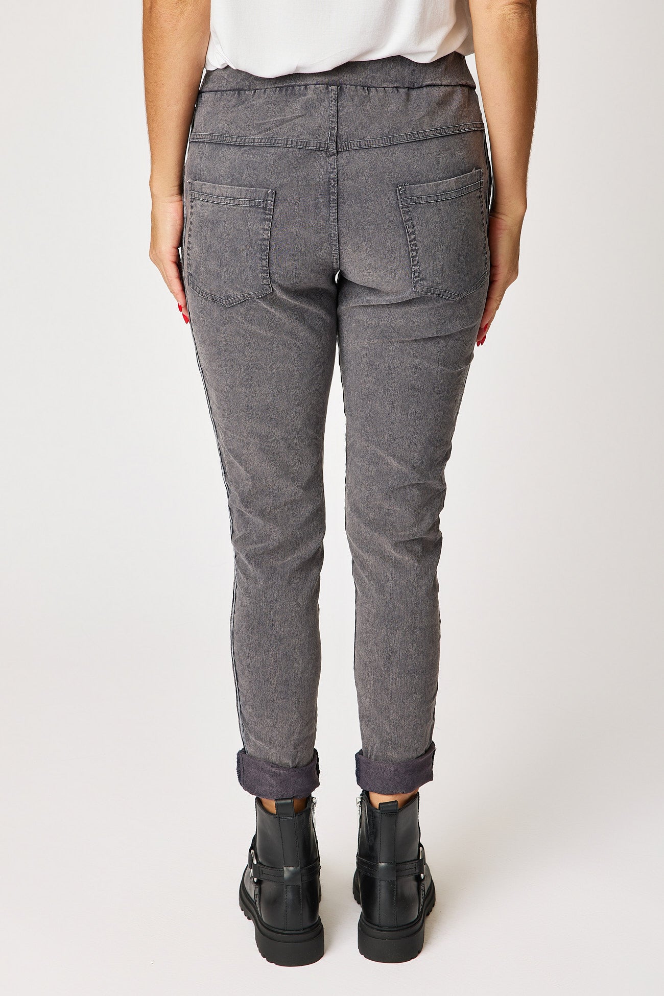Italian Stretch Satin Trim Vintage Wash Pant (3 Colors)
