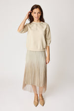Sweater with Rhinestone Neckline and 3/4 sleeves (3 Colors)