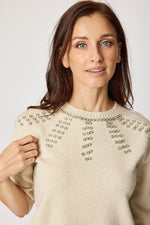 Sweater with Rhinestone Neckline and 3/4 sleeves (3 Colors)