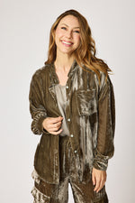 Velvet Button Up Blouse
