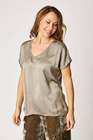 Gold Trim V-Neck Tee