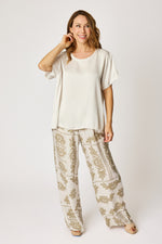 Crew Neck Satin Short Sleeve Blouse (6 Colors)