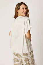 Crew Neck Satin Short Sleeve Blouse (6 Colors)