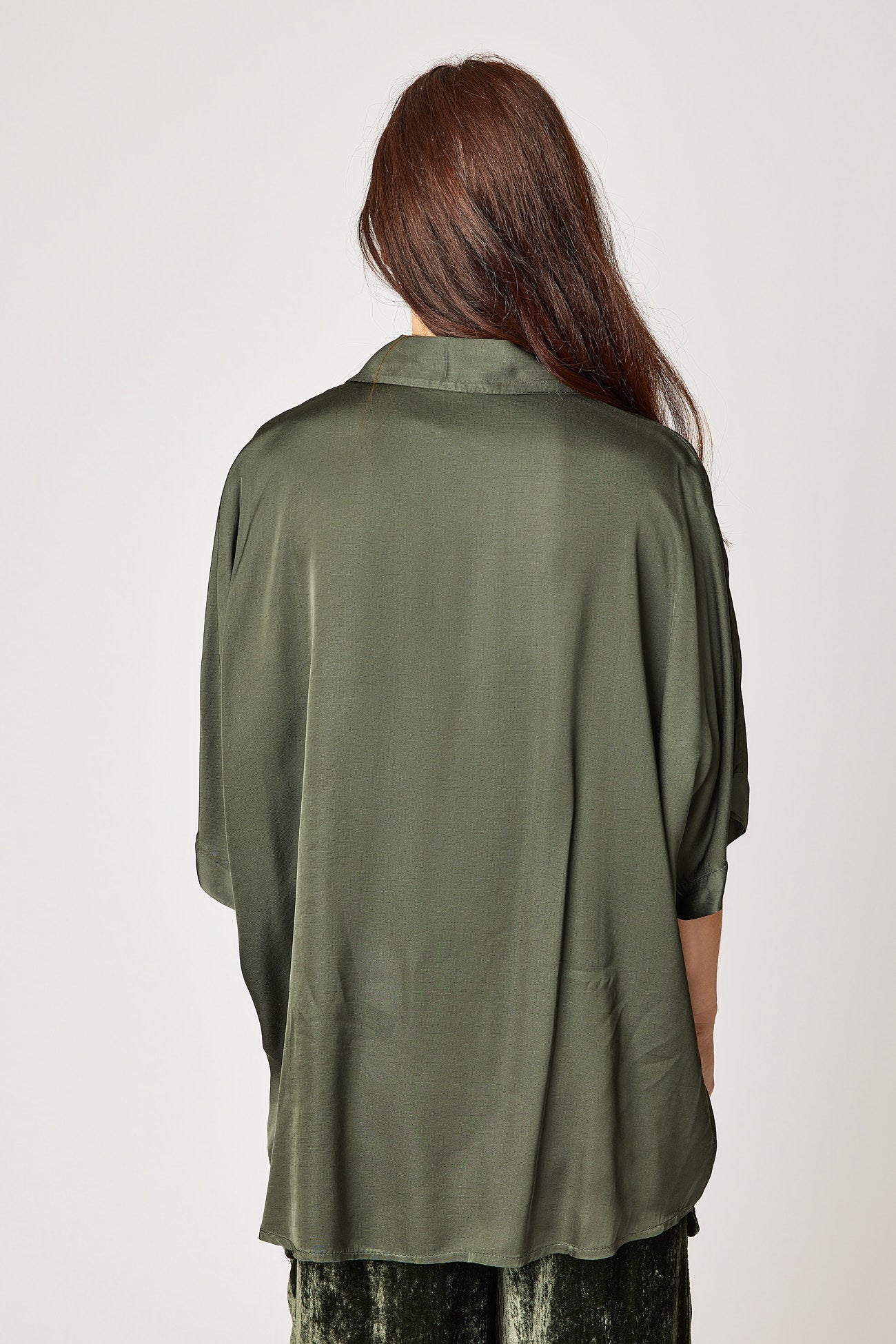 Oversized Satin Button Up Blouse