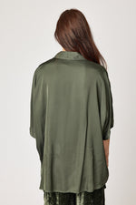 Oversized Satin Button Up Blouse