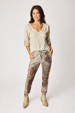 V-Neck Button Sleeve Suede Top