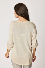 V-Neck Button Sleeve Suede Top