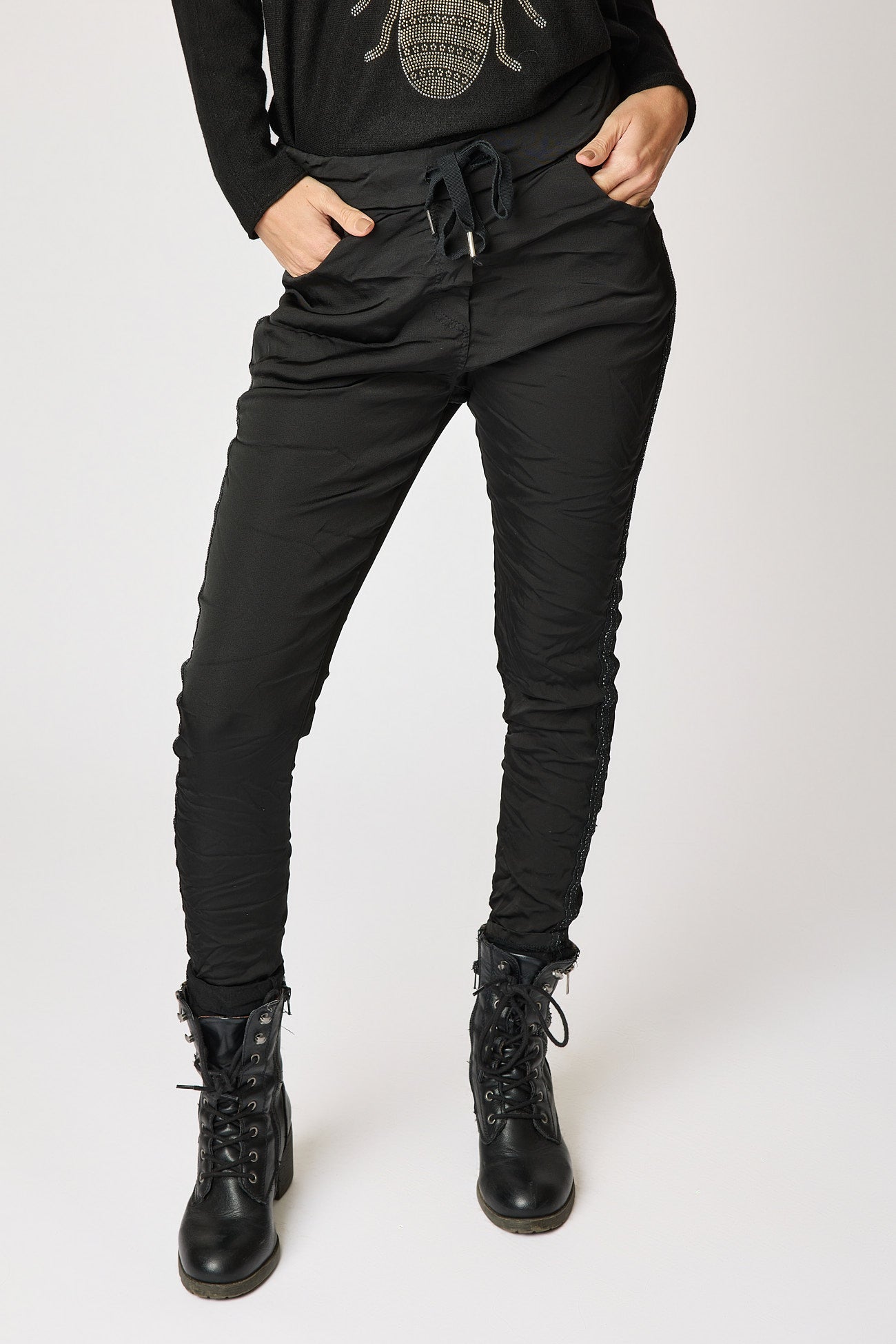Italian Satin Polished Stretch Pant (4 Colors)