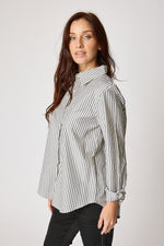 Pin Stripe Rhinestone Blouse (2 Colors)