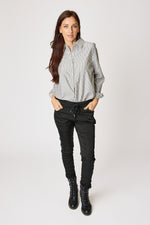 Pin Stripe Rhinestone Blouse (2 Colors)