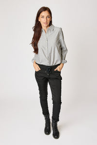 Pin Stripe Rhinestone Blouse (2 Colors)