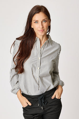 Pin Stripe Rhinestone Blouse (2 Colors)