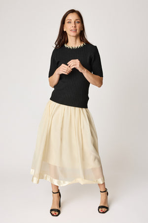 Tulle Skirt with Satin Trim (2 Colors)