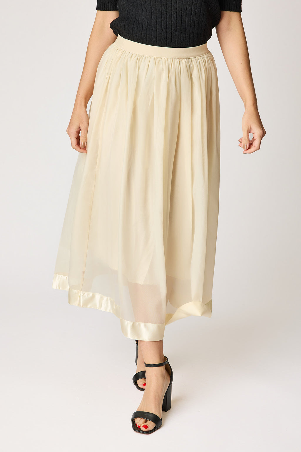 Tulle Skirt with Satin Trim (2 Colors)