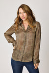 Mocha/Navy Pattern Blouse