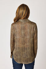 Mocha/Navy Pattern Blouse