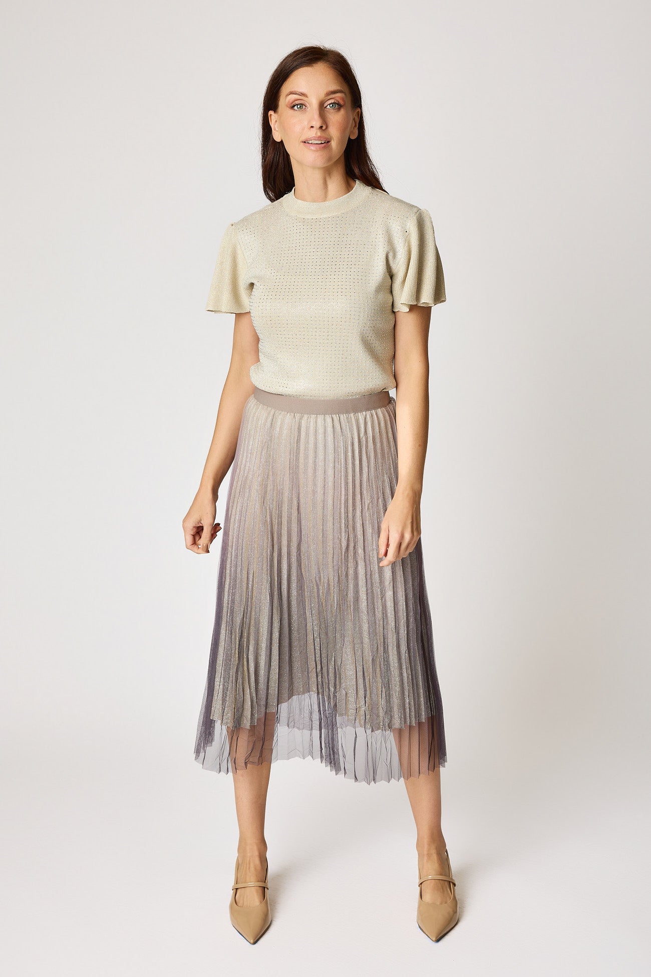 Pleated Glitter Ombre Skirt (3 Colors)