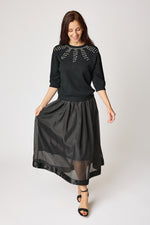 Sweater with Rhinestone Neckline and 3/4 sleeves (3 Colors)