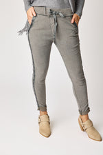 Italian Stretch Satin Trim Vintage Wash Pant (3 Colors)