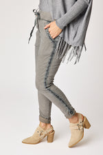 Italian Stretch Satin Trim Vintage Wash Pant (3 Colors)