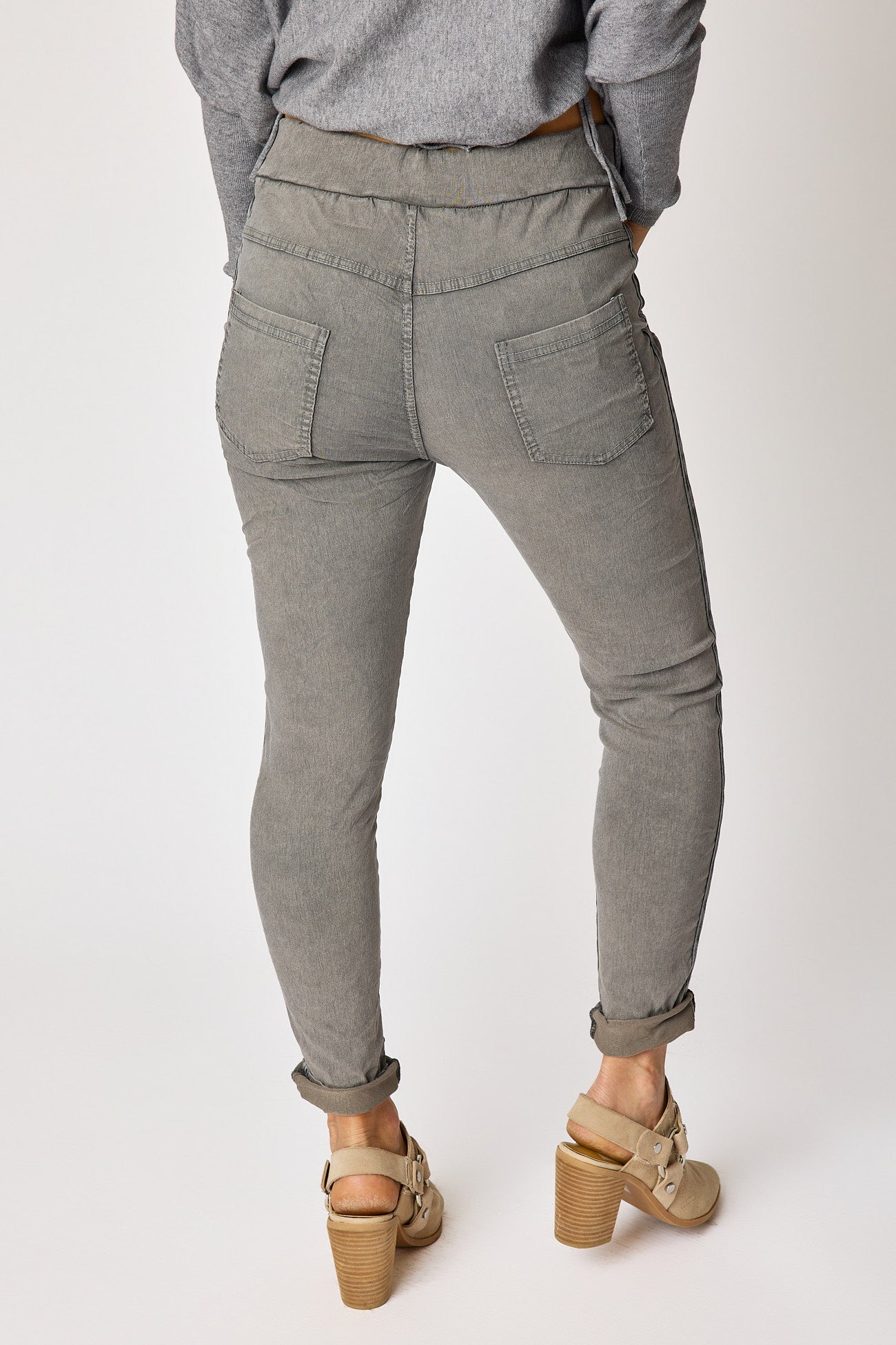 Italian Stretch Satin Trim Vintage Wash Pant (3 Colors)