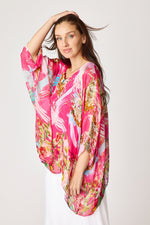Italian Silk Pink Painted Floral Flowing Top