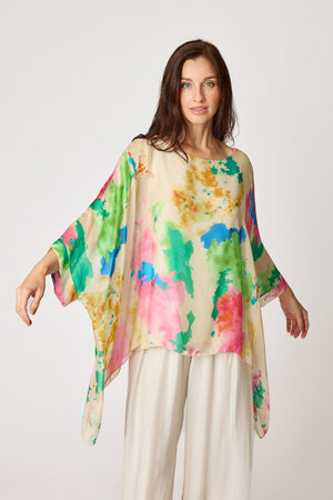 Italian Silk Paint Splatter Flowing Top