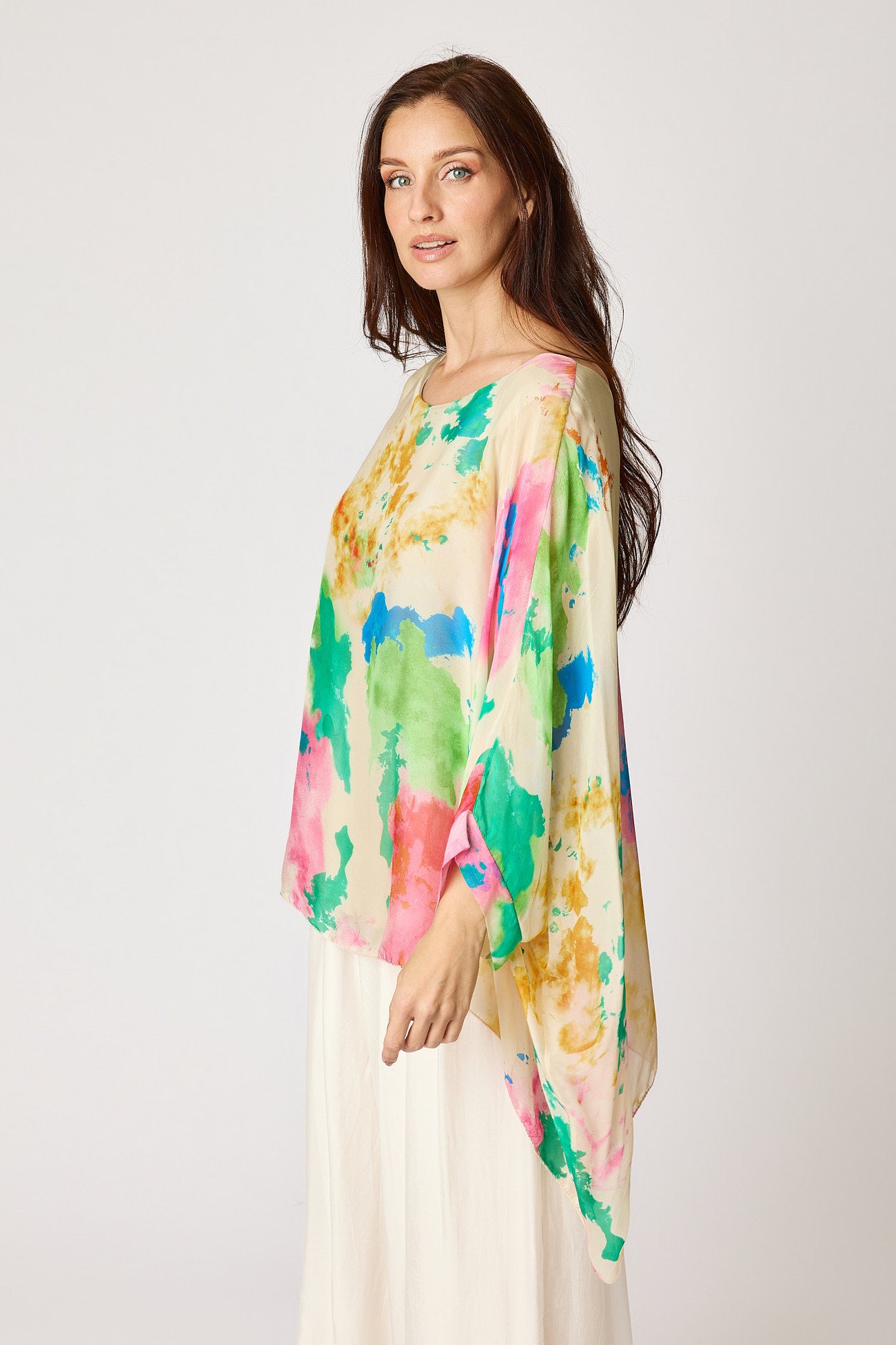 Italian Silk Paint Splatter Flowing Top