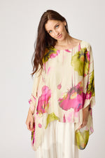 Italian Silk Pink Floral Pattern Flowing Top