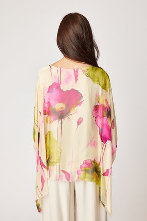 Italian Silk Pink Floral Pattern Flowing Top