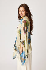 Italian Silk Blue Floral Pattern Flowing Top