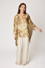 Italian Silk Natural Marbled Pattern Flowing Top