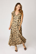 Leopard Short Sleeve Bias Cut Dress