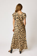 Leopard Short Sleeve Bias Cut Dress