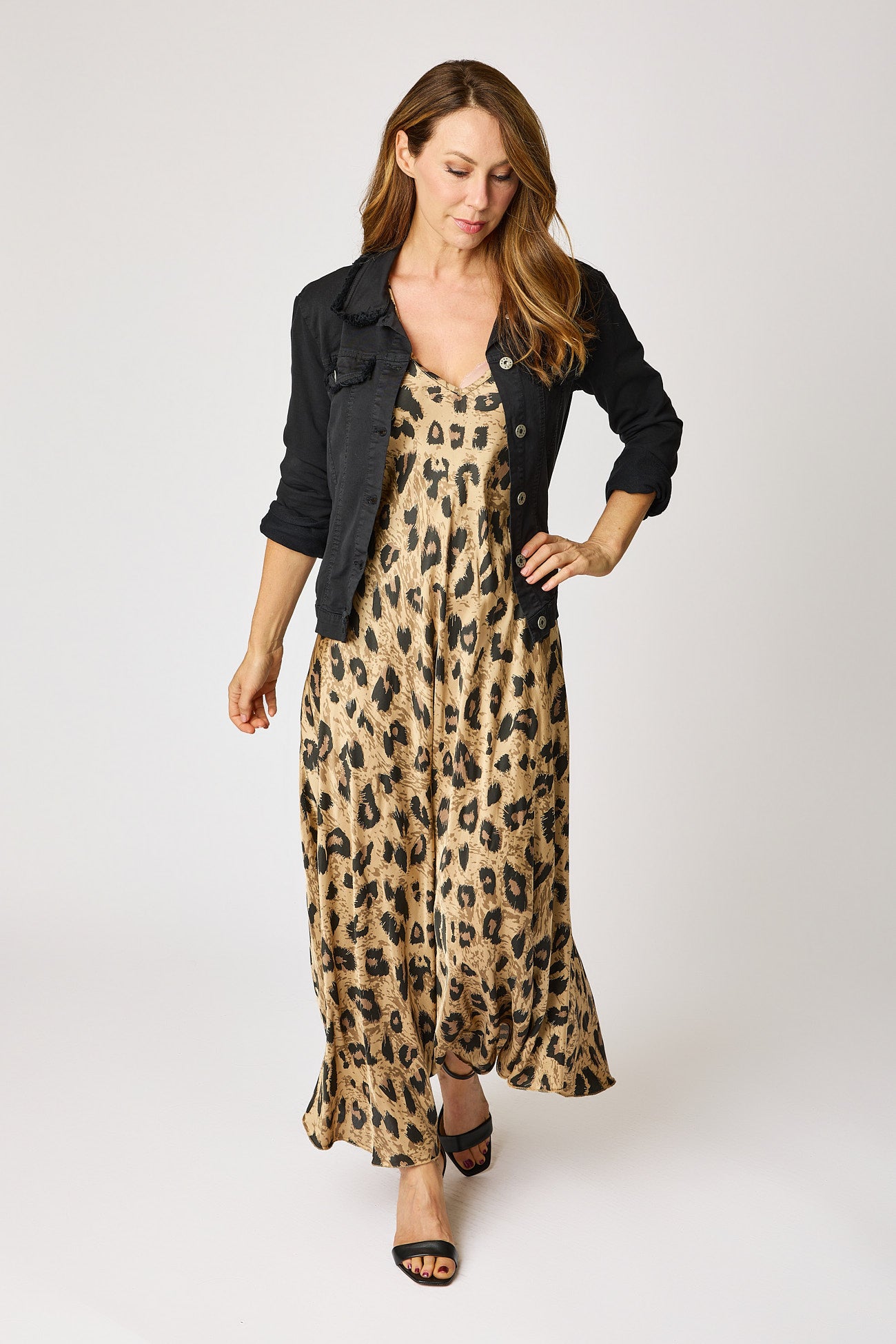 Leopard Short Sleeve Bias Cut Dress