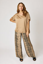 Crew Neck Satin Short Sleeve Blouse (6 Colors)