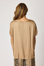 Crew Neck Satin Short Sleeve Blouse (6 Colors)