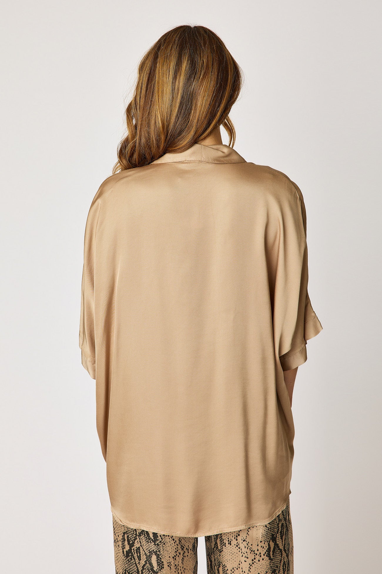 Oversized Satin Button Up Blouse