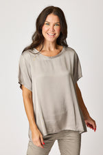 Crew Neck Satin Short Sleeve Blouse (6 Colors)