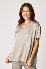 Crew Neck Satin Short Sleeve Blouse (6 Colors)