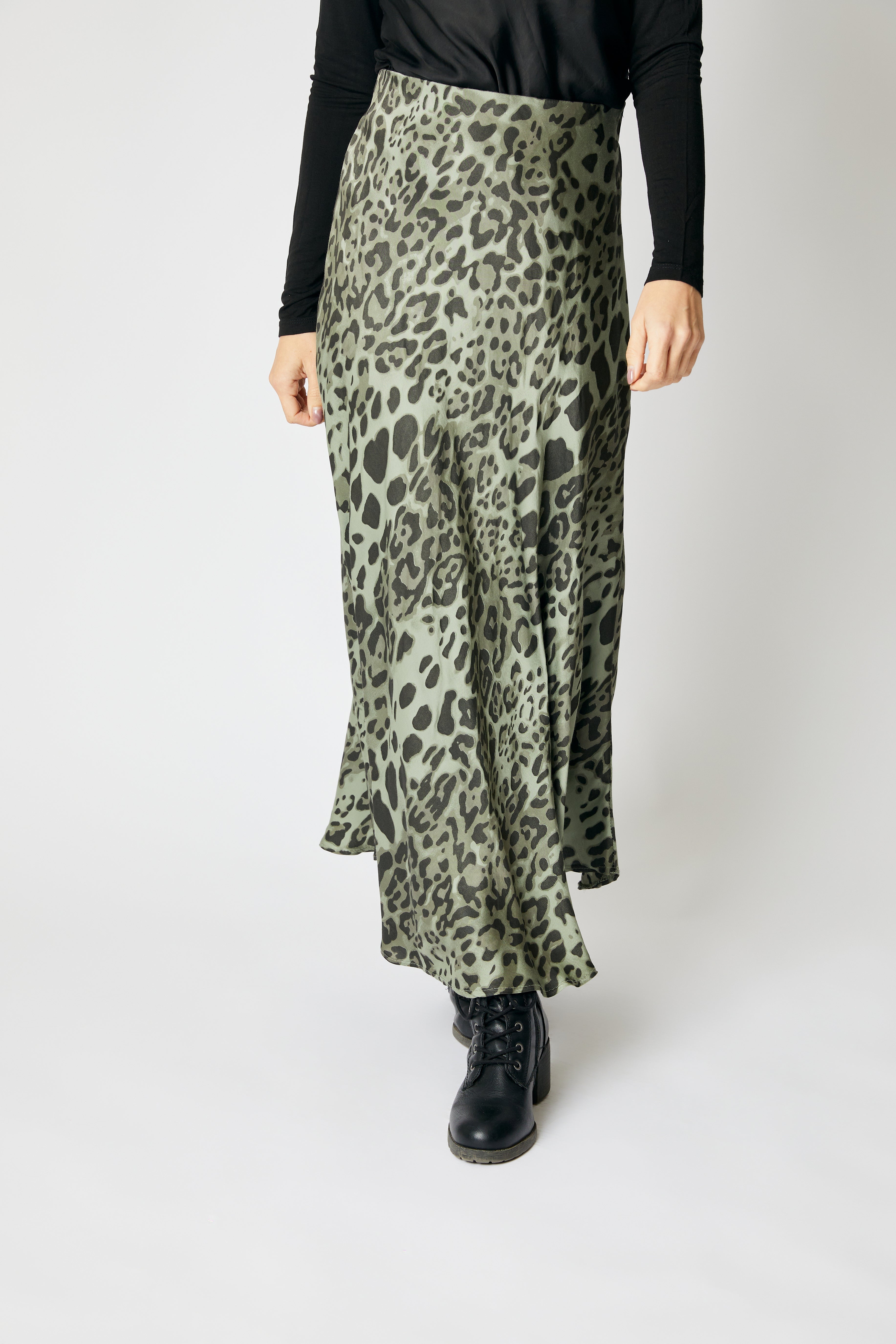 Bias Cut Leopard Skirt (5 Colors)